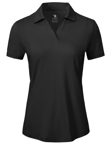 BGOWATU Women's Short Sleeve Golf Tennis Polo Shirts V Neck Collared Workout Tops UV Protection Dry Fit