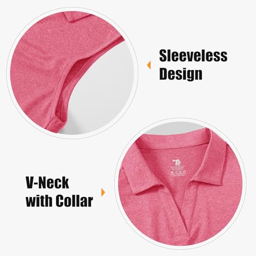 BGOWATU Women's Sleeveless Golf Polo Shirts Collared V Neck Tennis Tank Tops UPF 50+ Quick Dry Lightweight