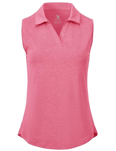 BGOWATU Women's Sleeveless Golf Polo Shirts Collared V Neck Tennis Tank Tops UPF 50+ Quick Dry Lightweight