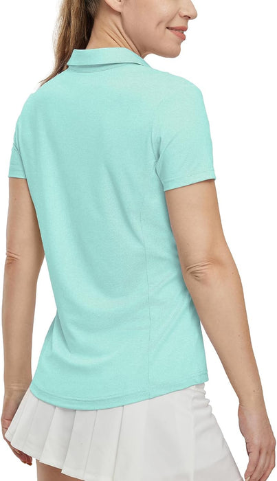 BGOWATU Women's Short Sleeve Golf Tennis Polo Shirts V Neck Collared Workout Tops UV Protection Dry Fit
