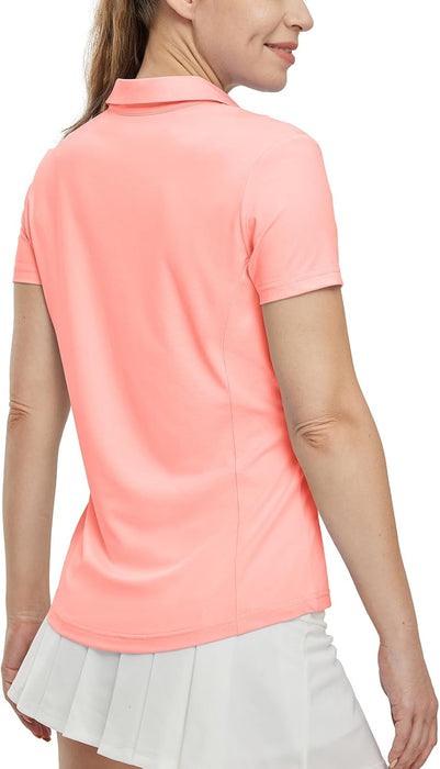 BGOWATU Women's Short Sleeve Golf Tennis Polo Shirts V Neck Collared Workout Tops UV Protection Dry Fit
