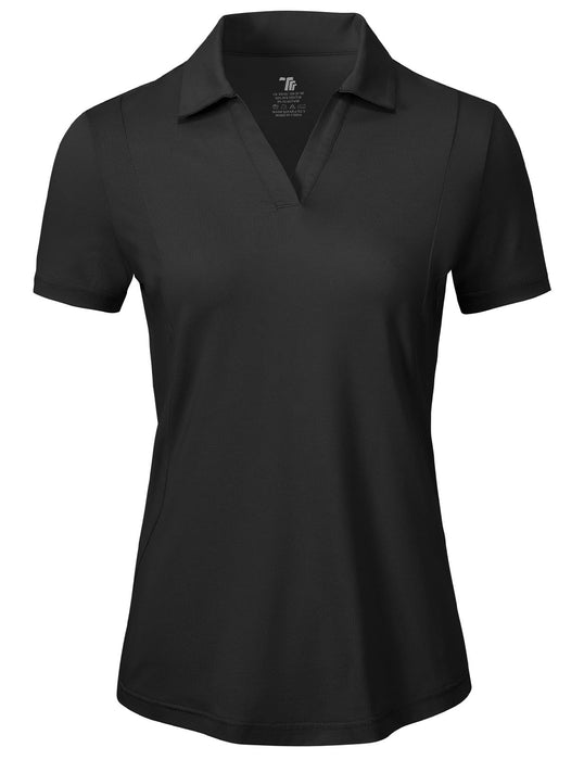 BGOWATU Women's Short Sleeve Golf Tennis Polo Shirts V Neck Collared Workout Tops UV Protection Dry Fit