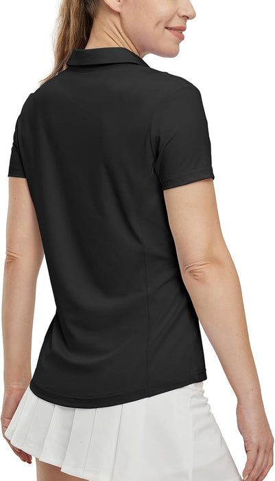 BGOWATU Women's Short Sleeve Golf Tennis Polo Shirts V Neck Collared Workout Tops UV Protection Dry Fit