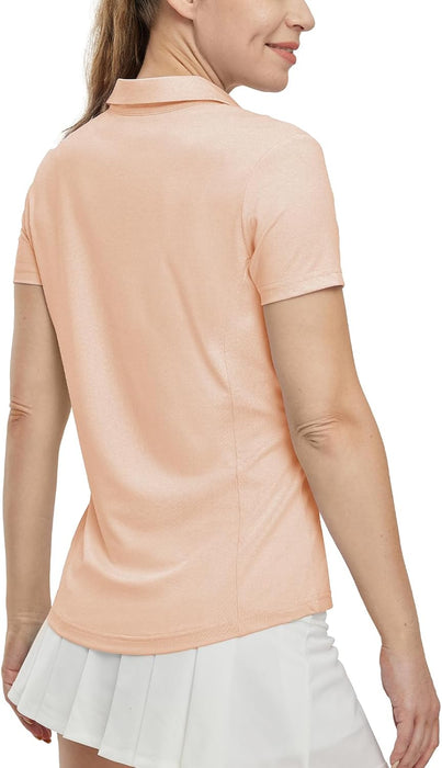 BGOWATU Women's Short Sleeve Golf Tennis Polo Shirts V Neck Collared Workout Tops UV Protection Dry Fit