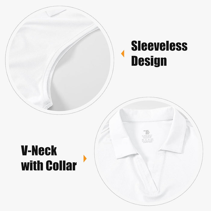 BGOWATU Women's Sleeveless Golf Polo Shirts Collared V Neck Tennis Tank Tops UPF 50+ Quick Dry Lightweight