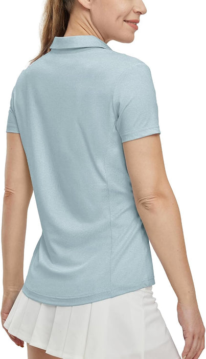 BGOWATU Women's Short Sleeve Golf Tennis Polo Shirts V Neck Collared Workout Tops UV Protection Dry Fit