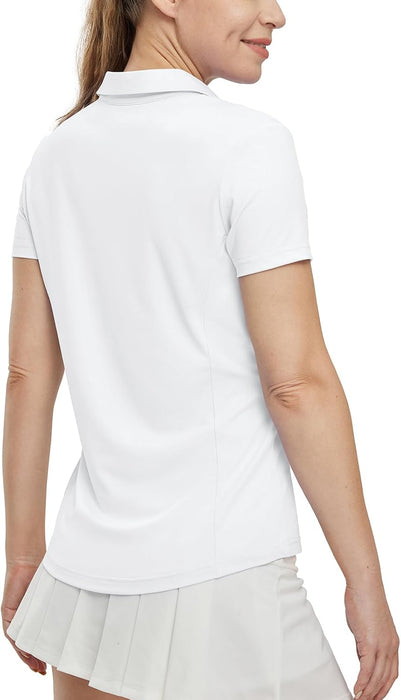 BGOWATU Women's Short Sleeve Golf Tennis Polo Shirts V Neck Collared Workout Tops UV Protection Dry Fit