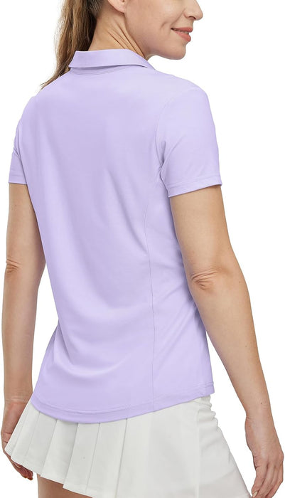 BGOWATU Women's Short Sleeve Golf Tennis Polo Shirts V Neck Collared Workout Tops UV Protection Dry Fit