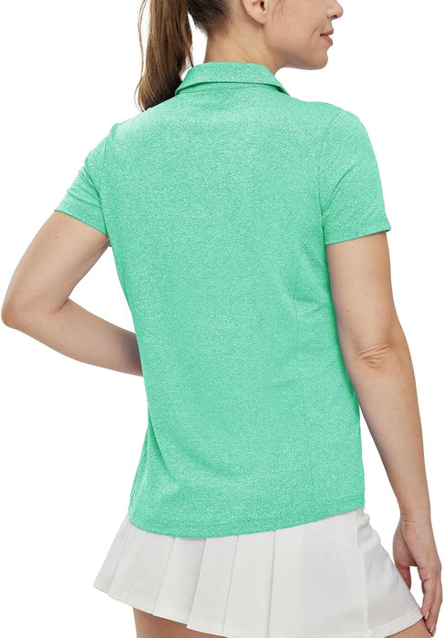 BGOWATU Women's Short Sleeve Golf Tennis Polo Shirts V Neck Collared Workout Tops UV Protection Dry Fit
