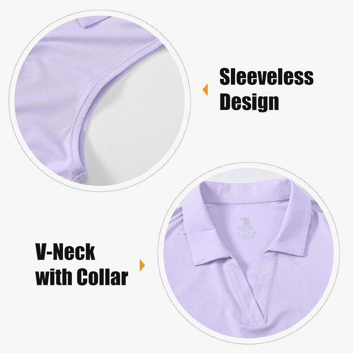 BGOWATU Women's Sleeveless Golf Polo Shirts Collared V Neck Tennis Tank Tops UPF 50+ Quick Dry Lightweight