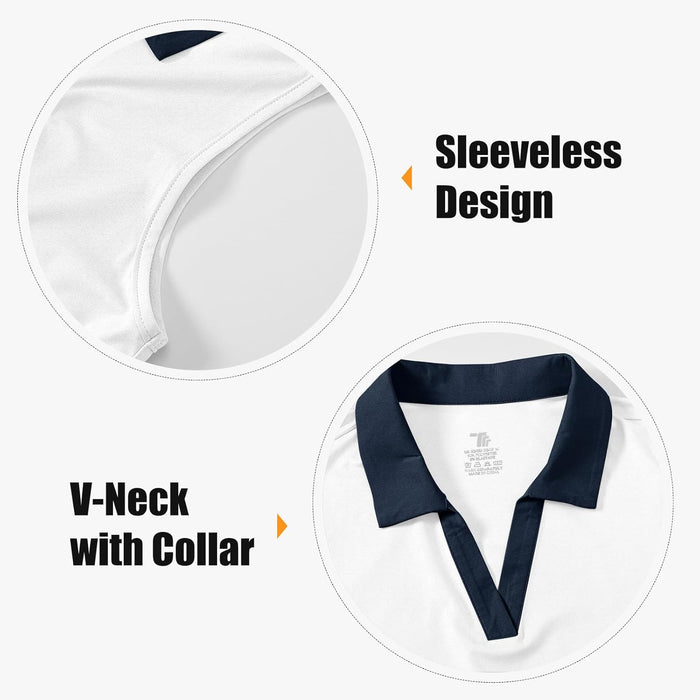 BGOWATU Women's Sleeveless Golf Polo Shirts Collared V Neck Tennis Tank Tops UPF 50+ Quick Dry Lightweight