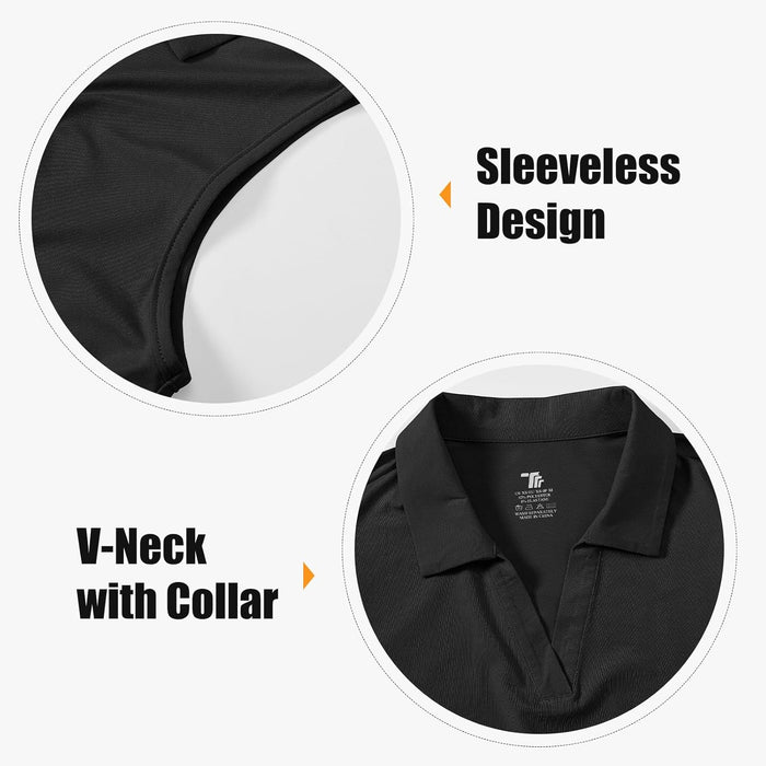 BGOWATU Women's Sleeveless Golf Polo Shirts Collared V Neck Tennis Tank Tops UPF 50+ Quick Dry Lightweight