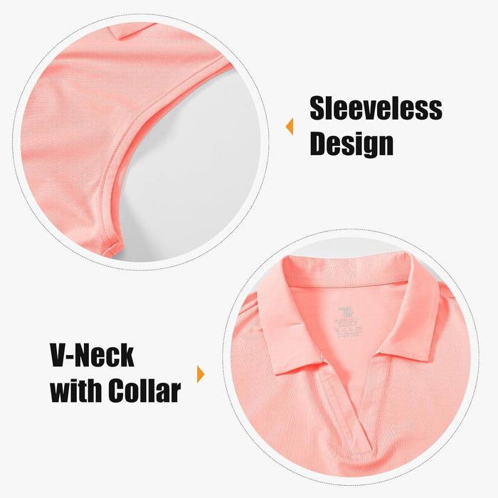 BGOWATU Women's Sleeveless Golf Polo Shirts Collared V Neck Tennis Tank Tops UPF 50+ Quick Dry Lightweight