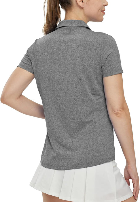 BGOWATU Women's Short Sleeve Golf Tennis Polo Shirts V Neck Collared Workout Tops UV Protection Dry Fit