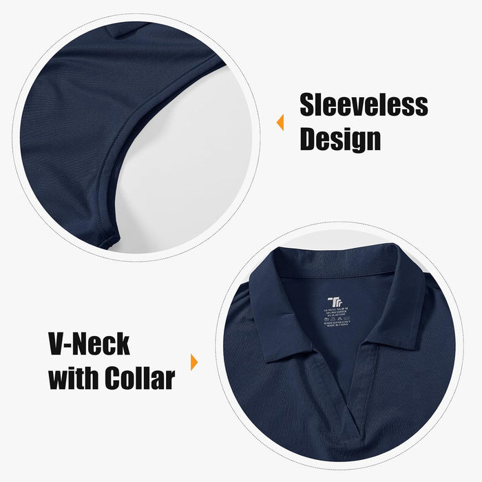 BGOWATU Women's Sleeveless Golf Polo Shirts Collared V Neck Tennis Tank Tops UPF 50+ Quick Dry Lightweight