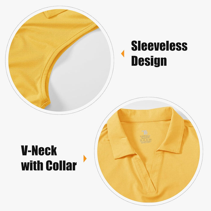 BGOWATU Women's Sleeveless Golf Polo Shirts Collared V Neck Tennis Tank Tops UPF 50+ Quick Dry Lightweight