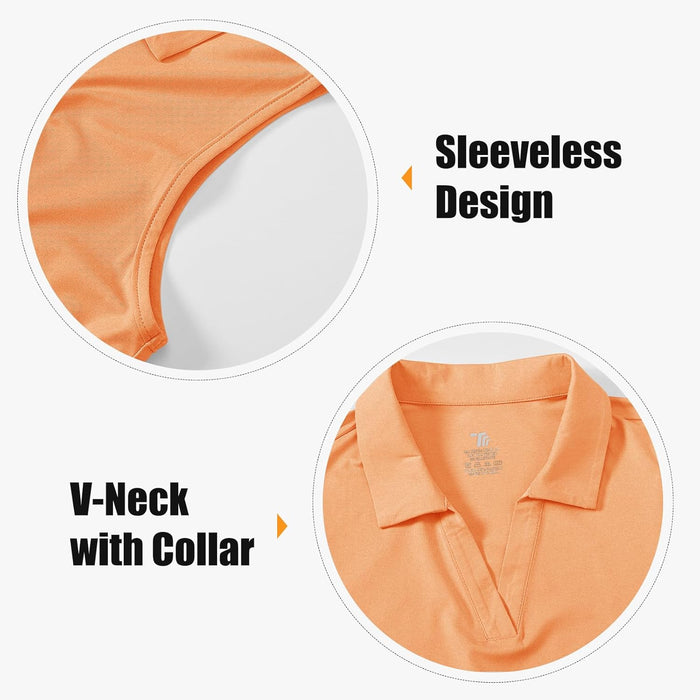 BGOWATU Women's Sleeveless Golf Polo Shirts Collared V Neck Tennis Tank Tops UPF 50+ Quick Dry Lightweight