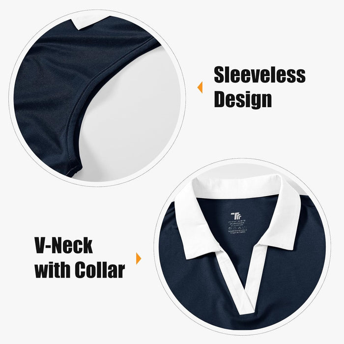 BGOWATU Women's Sleeveless Golf Polo Shirts Collared V Neck Tennis Tank Tops UPF 50+ Quick Dry Lightweight