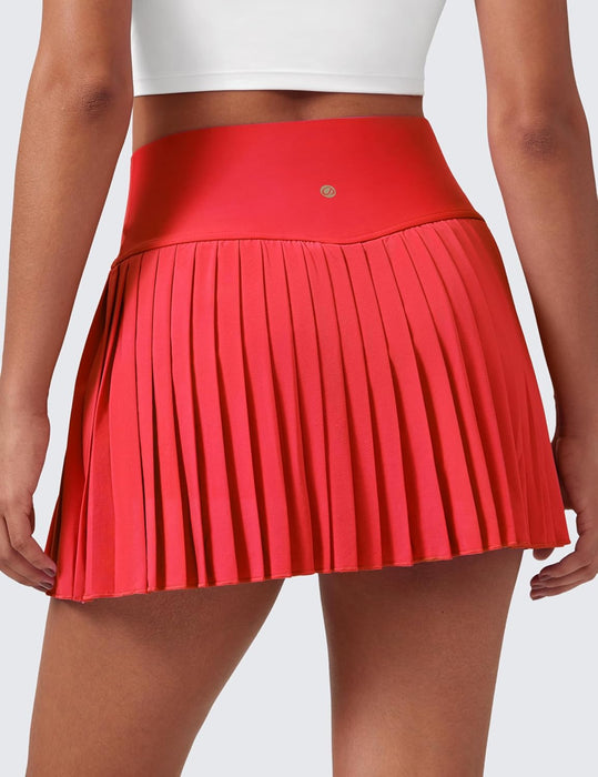 CRZ YOGA Women's High Waisted Pleated Tennis Skirts with Pockets Tummy Control Casual Liner A Line Workout Golf Skorts
