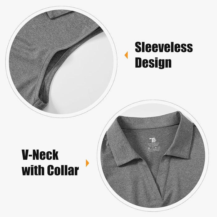 BGOWATU Women's Sleeveless Golf Polo Shirts Collared V Neck Tennis Tank Tops UPF 50+ Quick Dry Lightweight
