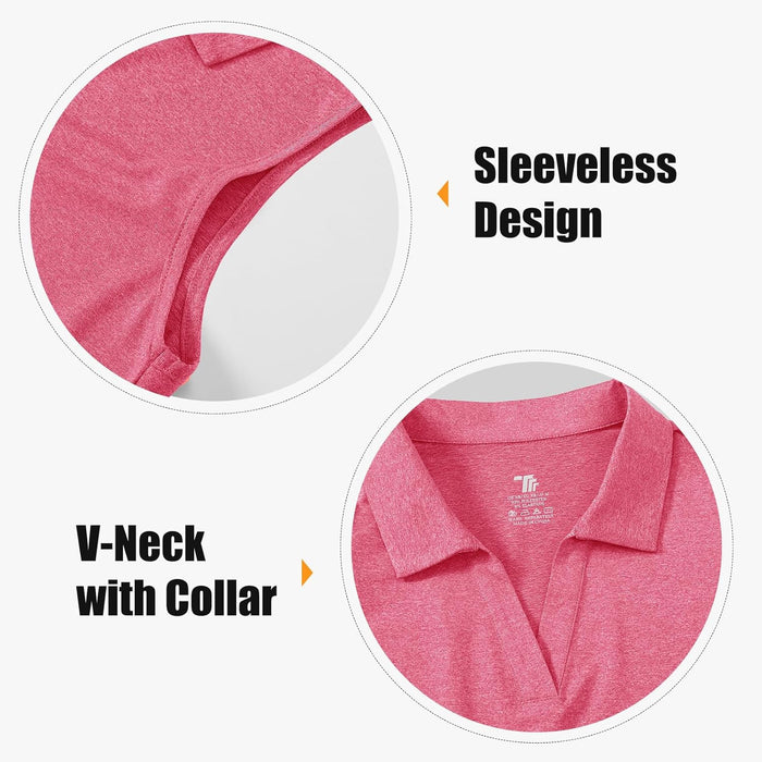 BGOWATU Women's Sleeveless Golf Polo Shirts Collared V Neck Tennis Tank Tops UPF 50+ Quick Dry Lightweight