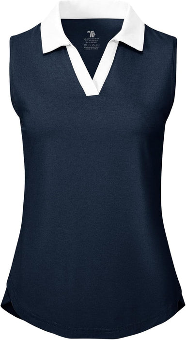 BGOWATU Women's Sleeveless Golf Polo Shirts Collared V Neck Tennis Tank Tops UPF 50+ Quick Dry Lightweight