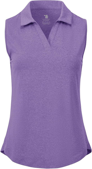 BGOWATU Women's Sleeveless Golf Polo Shirts Collared V Neck Tennis Tank Tops UPF 50+ Quick Dry Lightweight