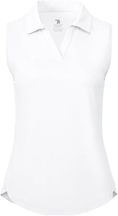 BGOWATU Women's Sleeveless Golf Polo Shirts Collared V Neck Tennis Tank Tops UPF 50+ Quick Dry Lightweight