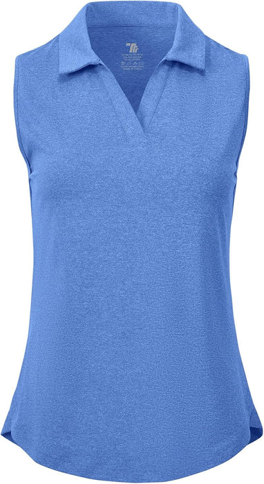 BGOWATU Women's Sleeveless Golf Polo Shirts Collared V Neck Tennis Tank Tops UPF 50+ Quick Dry Lightweight