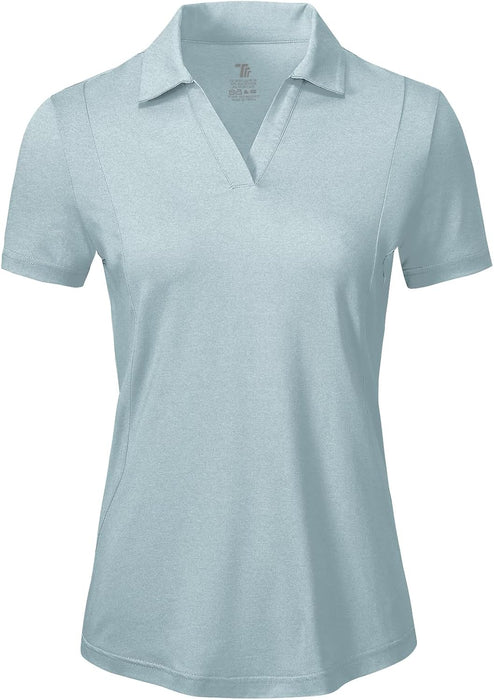 BGOWATU Women's Short Sleeve Golf Tennis Polo Shirts V Neck Collared Workout Tops UV Protection Dry Fit