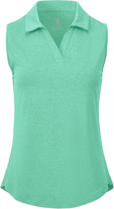 BGOWATU Women's Sleeveless Golf Polo Shirts Collared V Neck Tennis Tank Tops UPF 50+ Quick Dry Lightweight