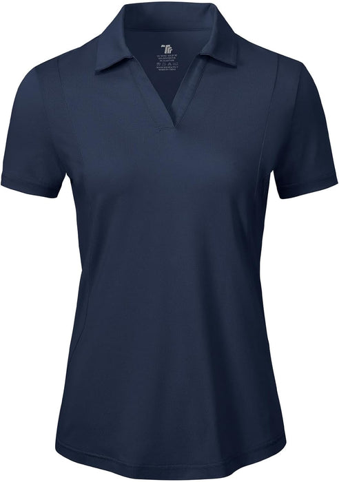 BGOWATU Women's Short Sleeve Golf Tennis Polo Shirts V Neck Collared Workout Tops UV Protection Dry Fit