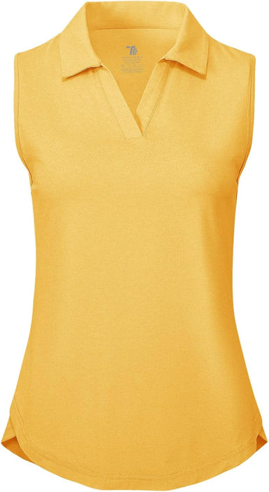 BGOWATU Women's Sleeveless Golf Polo Shirts Collared V Neck Tennis Tank Tops UPF 50+ Quick Dry Lightweight