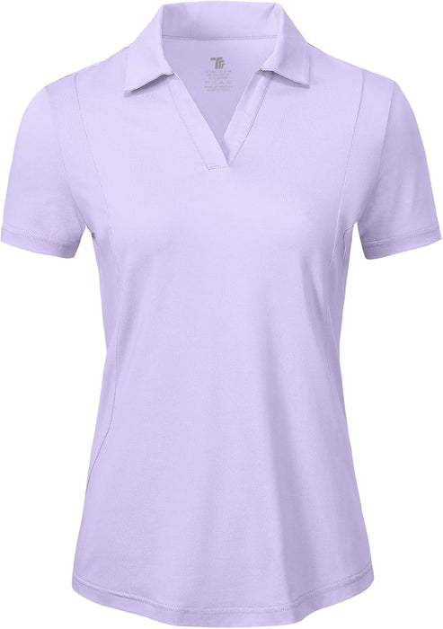 BGOWATU Women's Short Sleeve Golf Tennis Polo Shirts V Neck Collared Workout Tops UV Protection Dry Fit