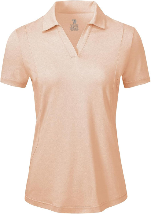 BGOWATU Women's Short Sleeve Golf Tennis Polo Shirts V Neck Collared Workout Tops UV Protection Dry Fit