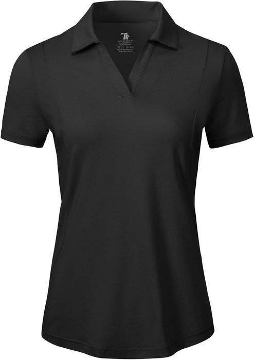 BGOWATU Women's Short Sleeve Golf Tennis Polo Shirts V Neck Collared Workout Tops UV Protection Dry Fit