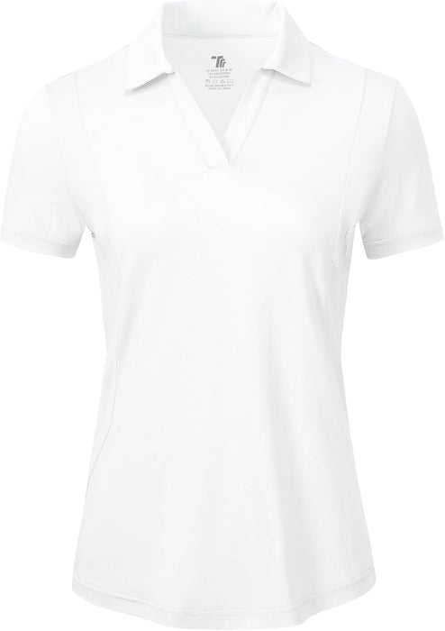 BGOWATU Women's Short Sleeve Golf Tennis Polo Shirts V Neck Collared Workout Tops UV Protection Dry Fit