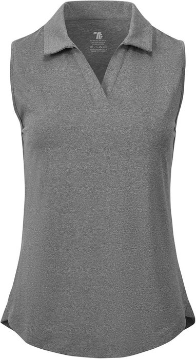 BGOWATU Women's Sleeveless Golf Polo Shirts Collared V Neck Tennis Tank Tops UPF 50+ Quick Dry Lightweight