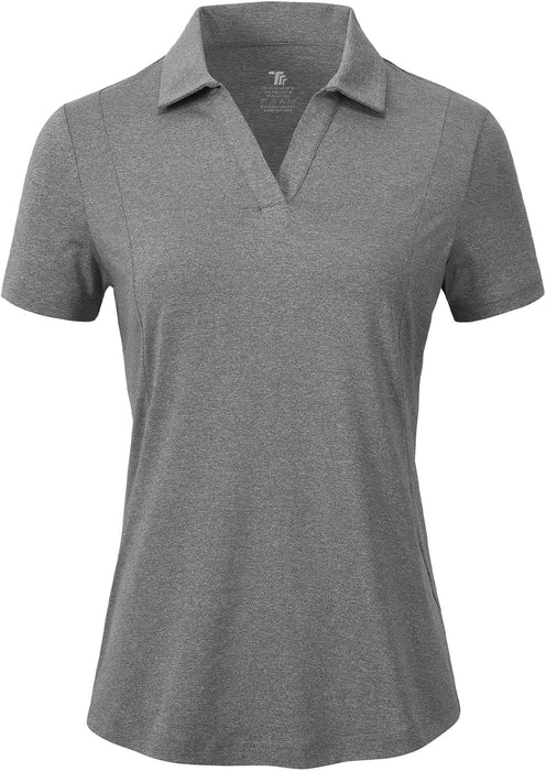 BGOWATU Women's Short Sleeve Golf Tennis Polo Shirts V Neck Collared Workout Tops UV Protection Dry Fit