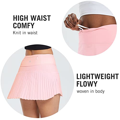 BALEAF Women's Pleated Tennis Skirts High Waisted Lightweight Athletic Golf Skorts Skirts with Shorts Pockets
