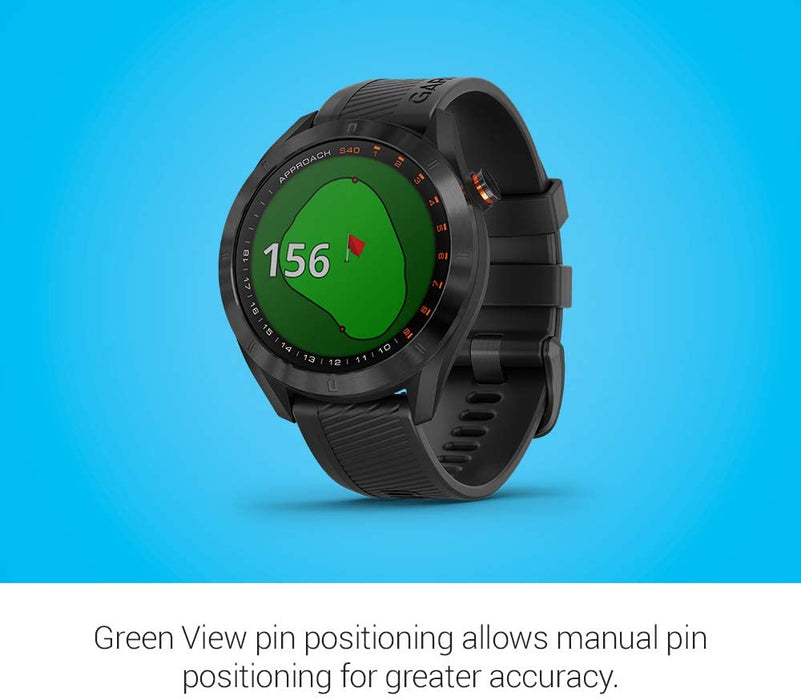 Garmin Approach S40, Stylish GPS Golf Smartwatch, Lightweight with Touchscreen Display, Black
