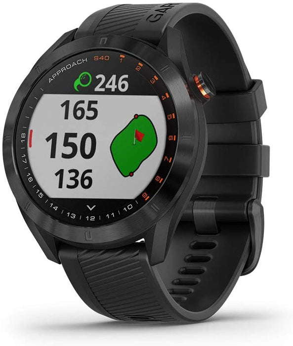 Garmin Approach S40, Stylish GPS Golf Smartwatch, Lightweight with Touchscreen Display, Black