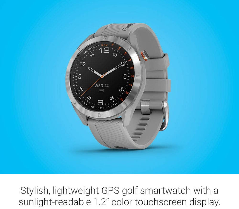 Garmin Approach S40, Stylish GPS Golf Smartwatch, Lightweight with Touchscreen Display, Black