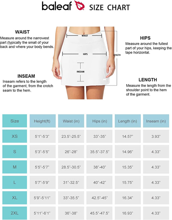 BALEAF Women's Golf Skirt Athletic with Shorts Pockets