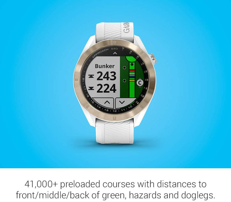 Garmin Approach S40, Stylish GPS Golf Smartwatch, Lightweight with Touchscreen Display, Black