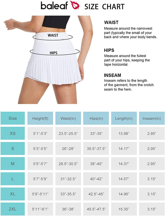 BALEAF Women's Pleated Tennis Skirts High Waisted Lightweight Athletic Golf Skorts Skirts with Shorts Pockets