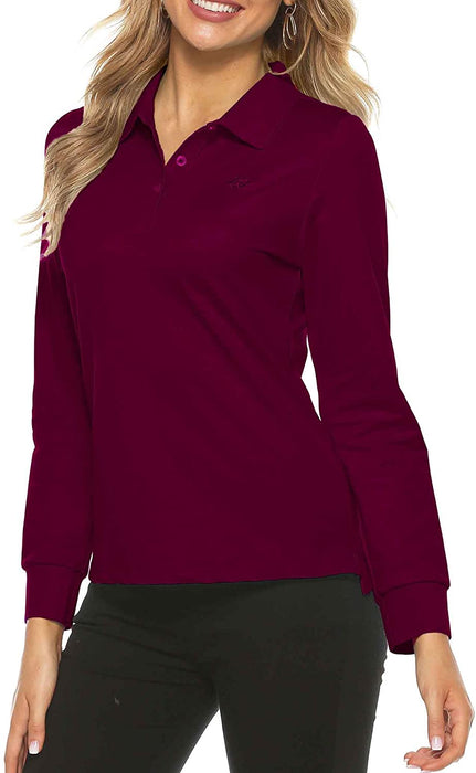 AjezMax Womens Long Sleeve Polo Shirt
