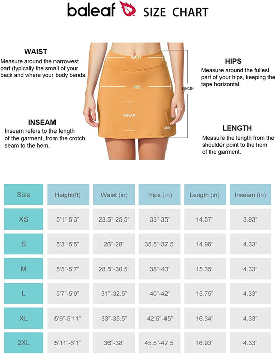 BALEAF Women's Golf Skirt Athletic with Shorts Pockets