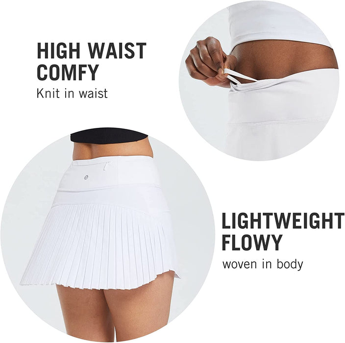 BALEAF Women's Pleated Tennis Skirts High Waisted Lightweight Athletic Golf Skorts Skirts with Shorts Pockets