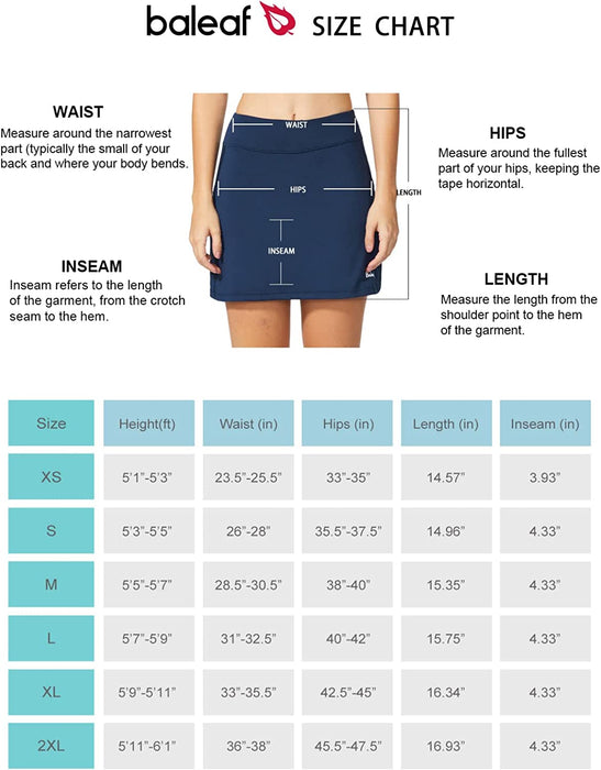 BALEAF Women's Golf Skirt Athletic with Shorts Pockets